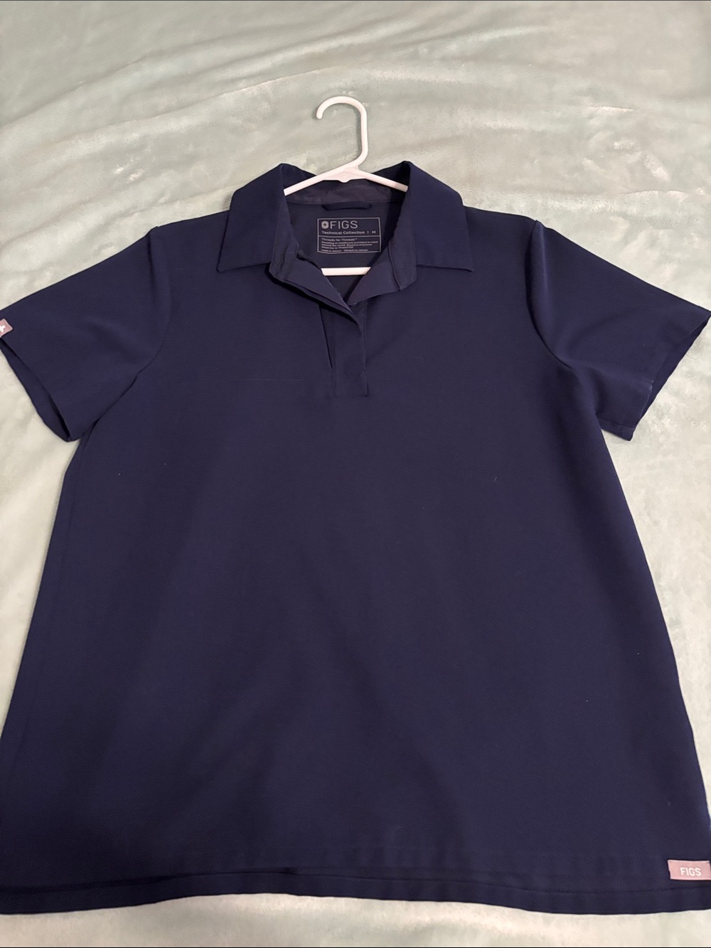 FIGS Navy Short Sleeve Polo Top